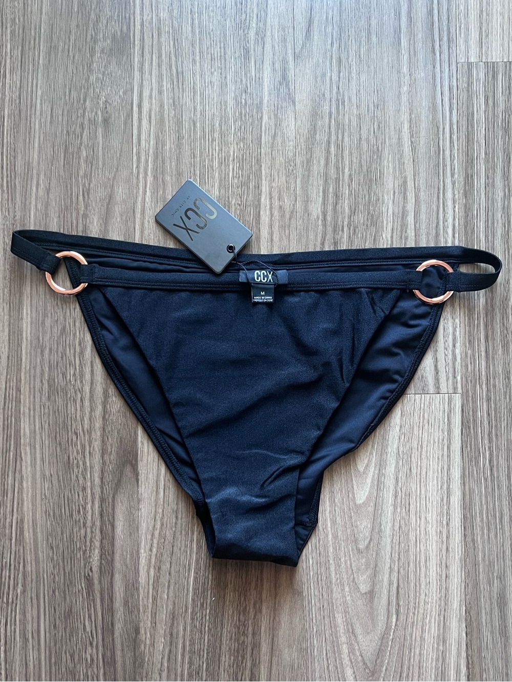 City Chic Black Bikini Bottom Rose Gold Ring Detail Plus Size 18 NWT